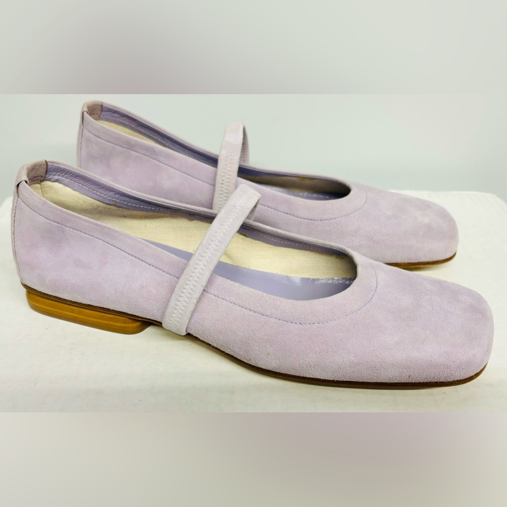 PETERINI Made in Italy Violetto Lavender Suede Mary Jane Ballet Flats Size 9